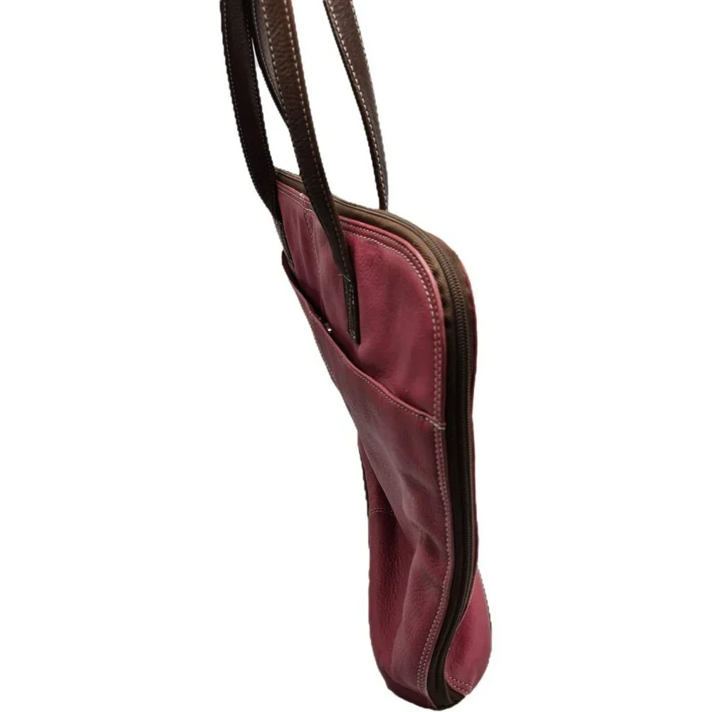 Wilsons Leather Pelke Studio Laptop Tote Bag Pink & Brown Shoulder Straps Work
